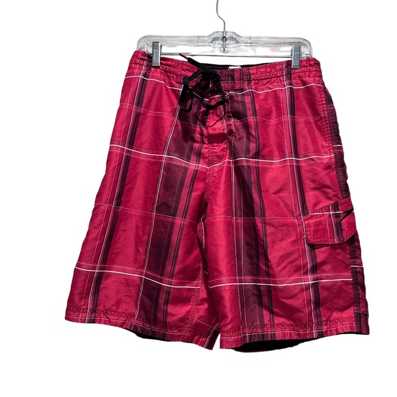 Speedo Other - Speedo Men's Red Plaid Cargo Swim Trunks Size Medium